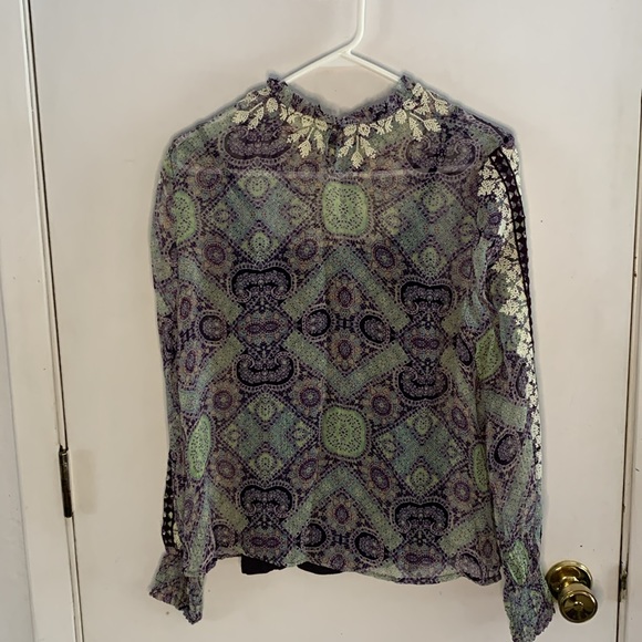 Sundance purple aqua sheer top with cream embroidery and matching cami Size XS - Picture 9 of 9